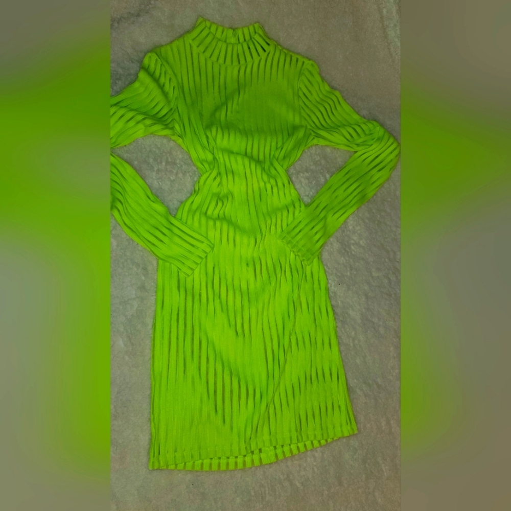 Long sleeve, see through tube dress